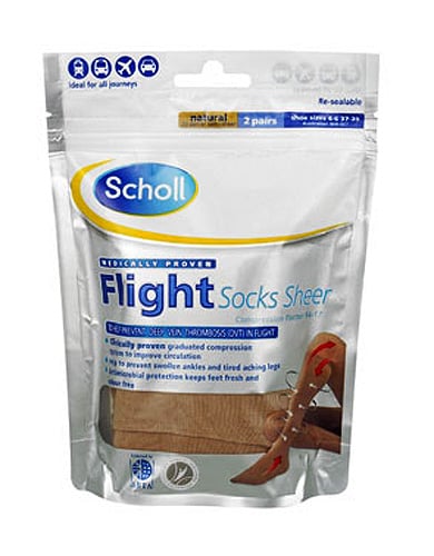 Scholl Semi-Sheer Soft Flight Socks 2PP Natural image