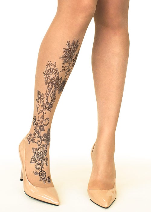 Stop And Stare Floral Henna Tights image