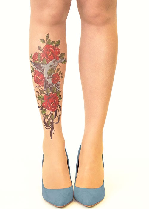 Stop And Stare Bird And Roses Tights image