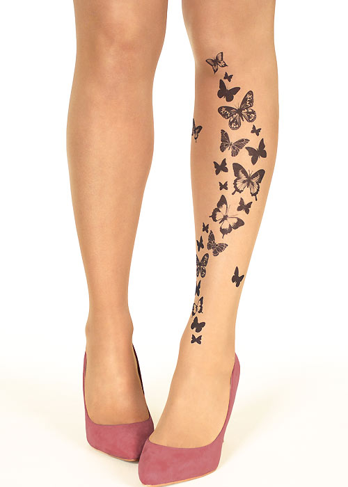 Stop And Stare Black Butterflies Tights