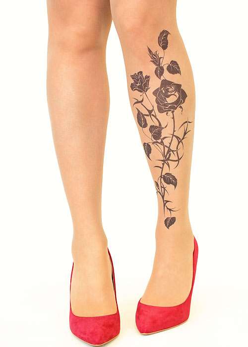 Stop And Stare Black Roses Tights