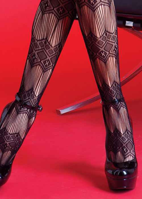 Silky Scarlet Diamond String Tights SideZoom 2