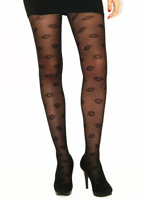 Silky Signature Lips Pattern Tights SideZoom 2