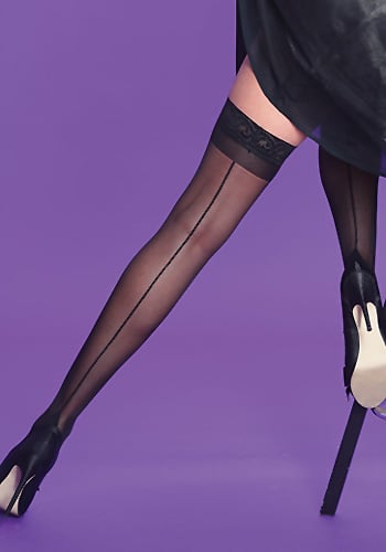 Silky Scarlet Seamer Lace Top Hold Ups Product image
