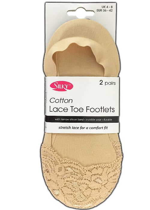 Silky Cotton Lace Toe Footlets 2PP image