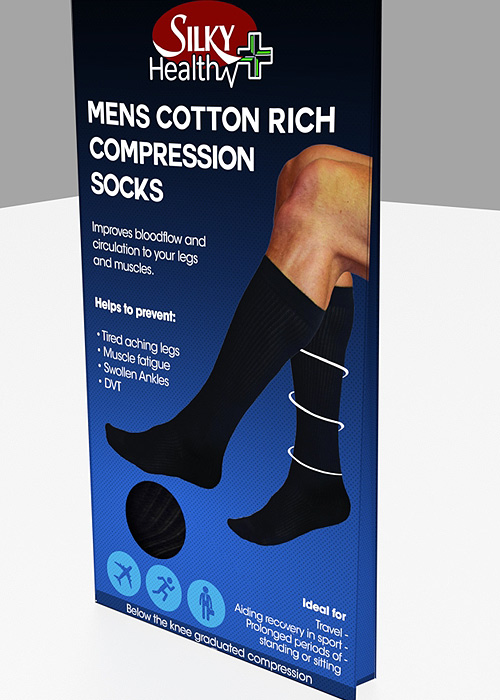Silky Mens Cotton Rich Compression Knee High SideZoom 2