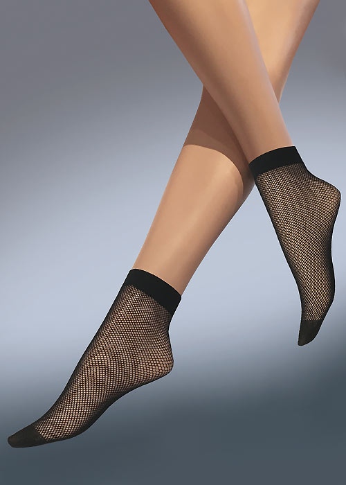 Silky Scarlet Fishnet Ankle Highs SideZoom 2