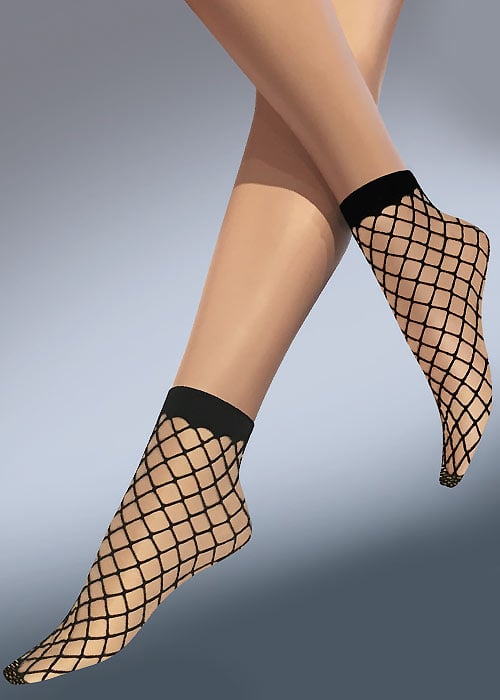 Silky Scarlet Whale Net Ankle Highs SideZoom 2