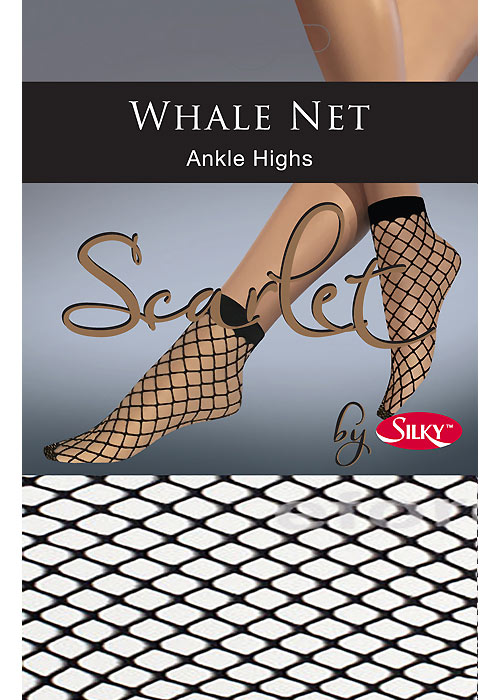 Silky Scarlet Whale Net Ankle Highs