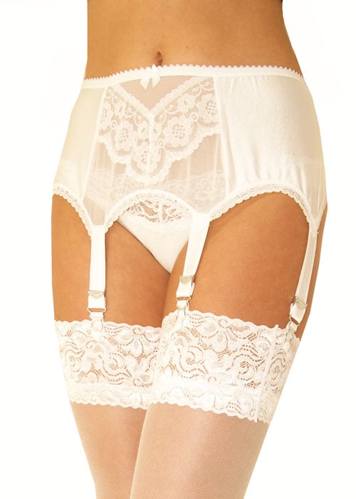Silky Super Shine Lace Top Stockings SideZoom 2