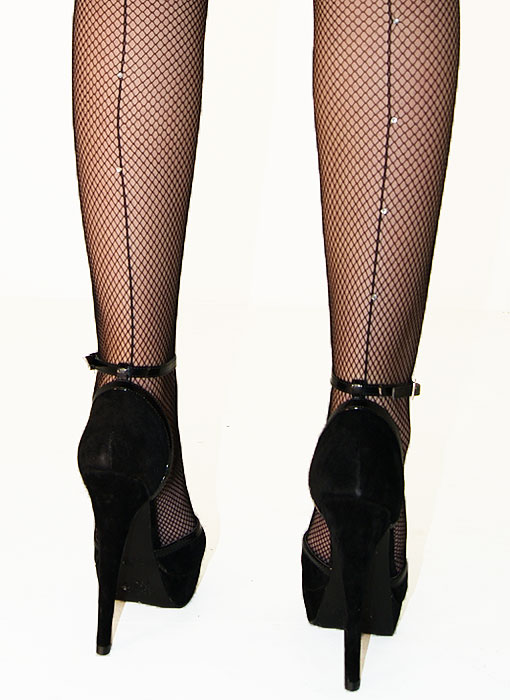 Tiffany Quinn Diamante Fishnet Backseam Tights SideZoom 2