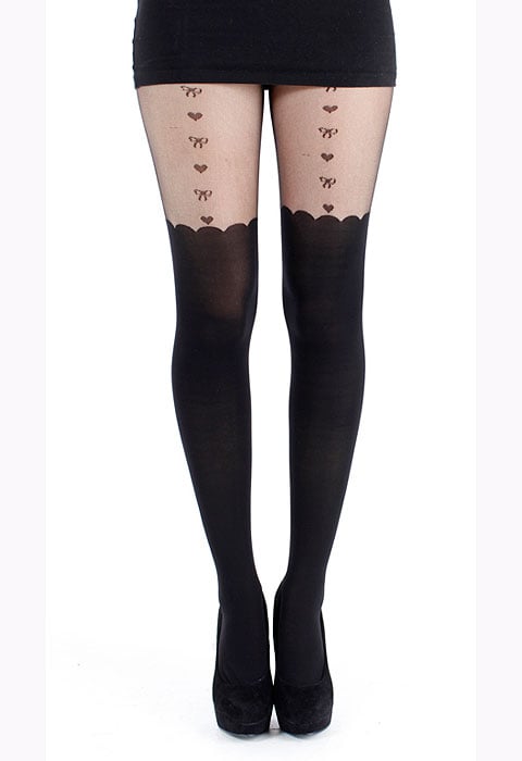Tiffany Quinn Heart And Bow Suspender Tights image