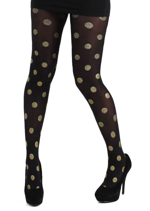 Tiffany Quinn Opaque Foil Spot Tights