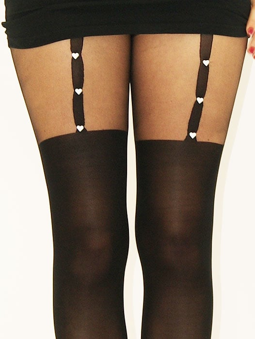 Tiffany Quinn Pearl Heart Suspender Tights SideZoom 2