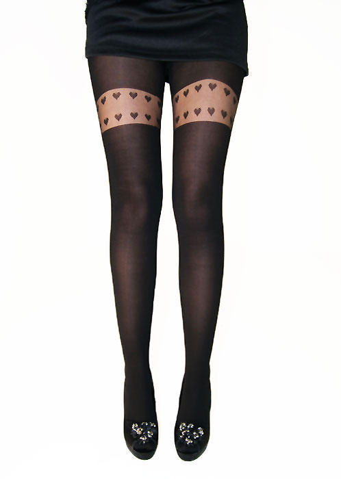Tiffany Quinn Small Double Heart Opaque Tights