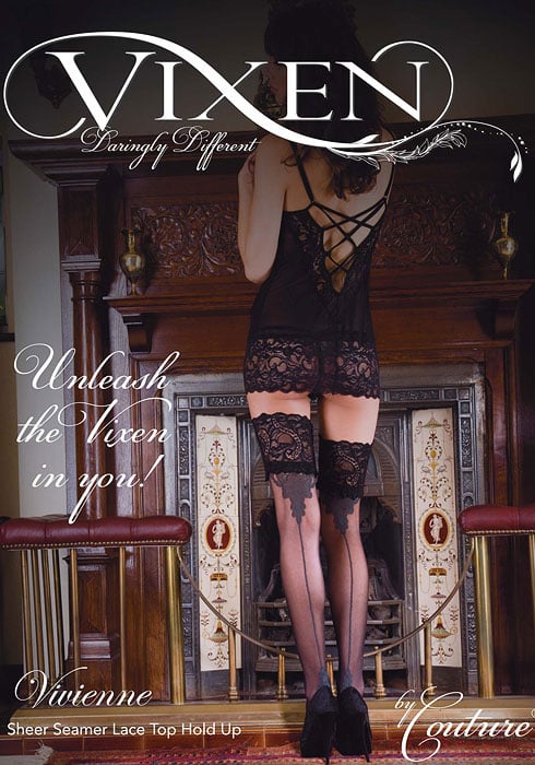 Vixen Vivienne Sheer Seamer Lace Top Hold Ups image