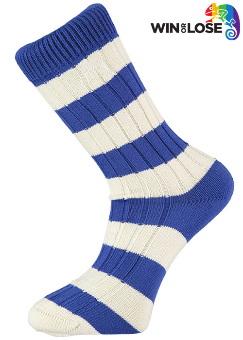 Win or Lose Blue and White Stripe Cotton Socks 