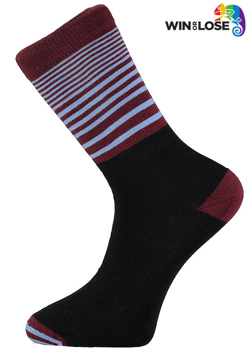 Win or Lose Claret Blue and Black Stripe Comfort Cotton Socks 