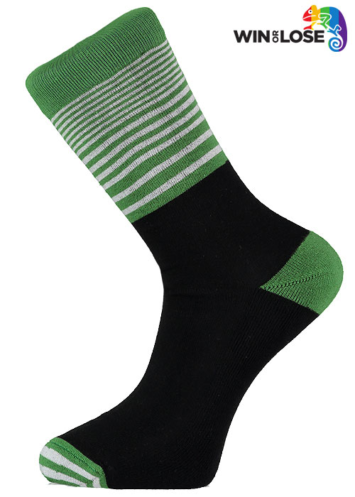 Win or Lose Green White and Black Stripe Comfort Cotton Socks 