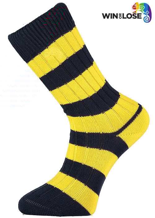 Win or Lose Navy and Gold Stripe Cotton Socks  image