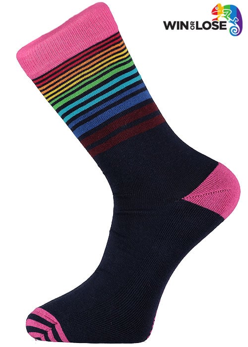 Win or Lose Rainbow Stripe Pink Heel and Toe Socks image