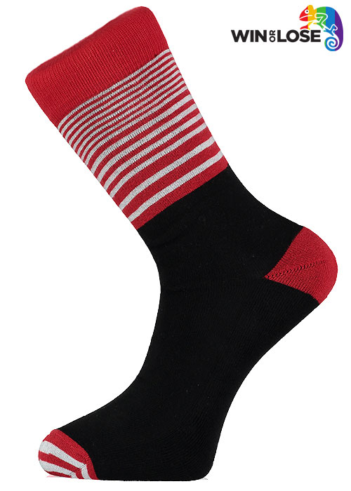 Win or Lose Red, White and Black Stripe Comfort Cotton Socks 