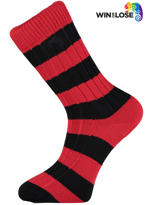 Win or Lose Red and Black Stripe Cotton Socks 
