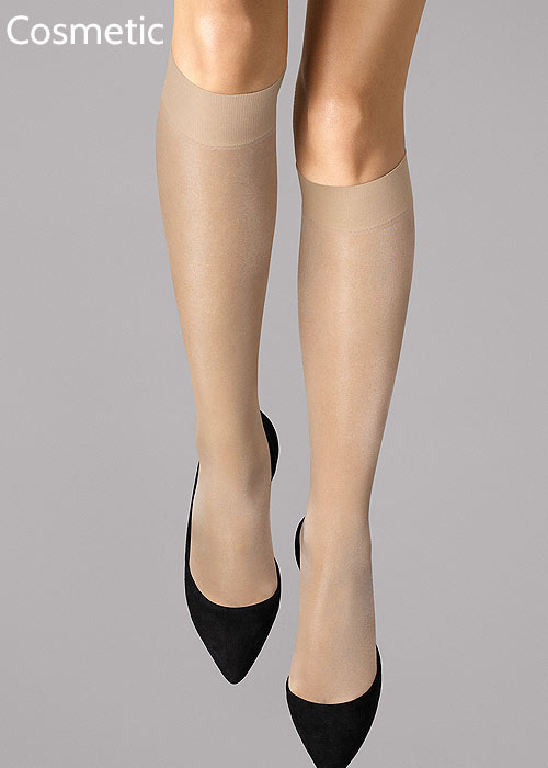 Wolford NWT 2401 Marmour Beige Satin Touch 20 Tights Size M