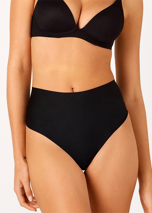 Seamless Shapewear High Waist G String Brief, BLACK