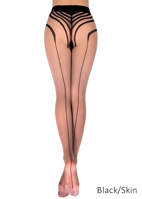 Ballerina Cora Striped Backseamed Tights SideZoom 3