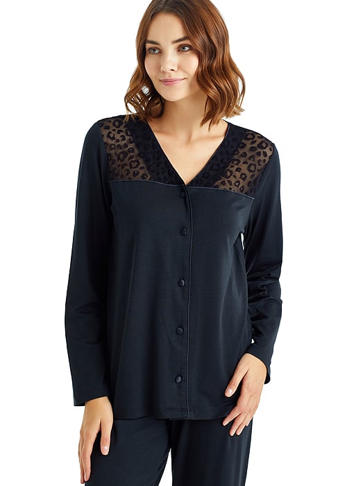 Blackspade Black Cherry Button Long Pyjama Set image