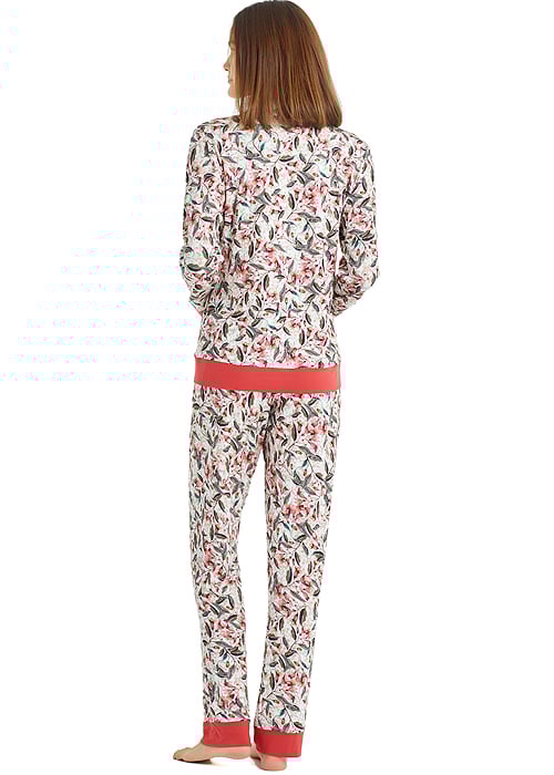 Blackspade Mineral Red Patterned Long Pyjama Set image