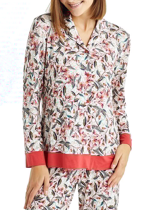 Blackspade Mineral Red Patterned Long Pyjama Set image