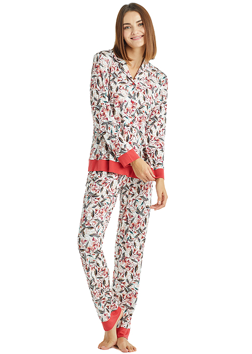Blackspade Mineral Red Patterned Long Pyjama Set