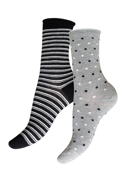 Charnos Organic Cotton Stripes And Spots Socks 2PP