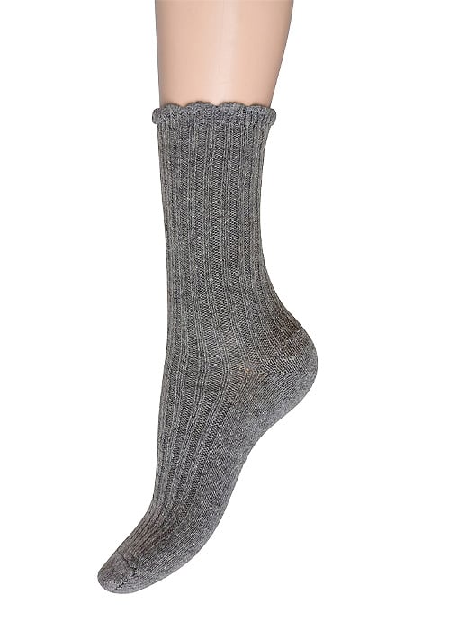Charnos Wool Rib Scallop Top Socks image
