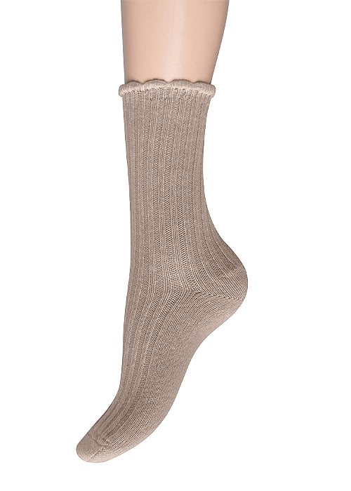 Charnos Wool Rib Scallop Top Socks image