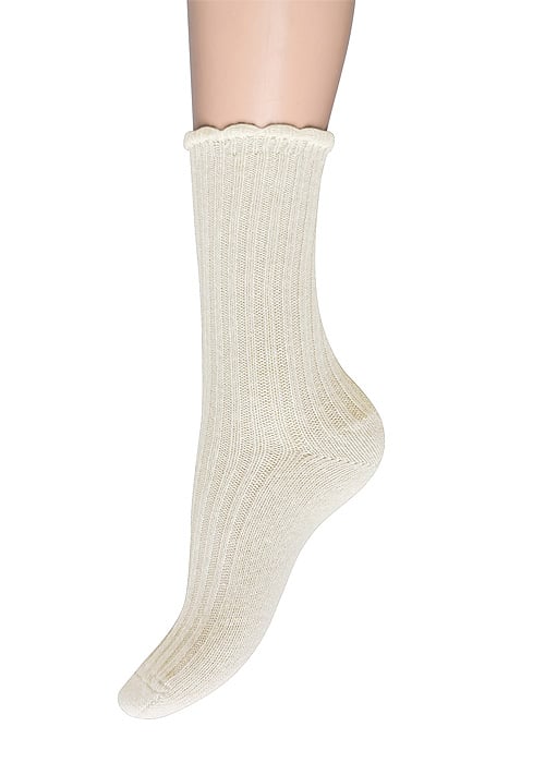 Charnos Wool Rib Scallop Top Socks image