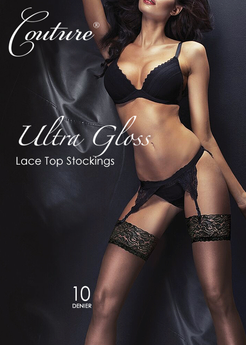 Couture Ultra Gloss Luxury Lace Top Stockings SideZoom 1