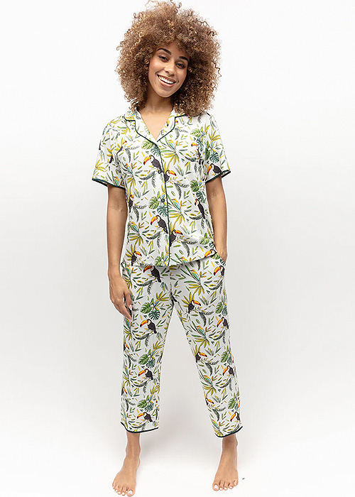 Cyberjammies Gabrielle Toucan Printed Jersey Cropped Pyjama Set SideZoom 3