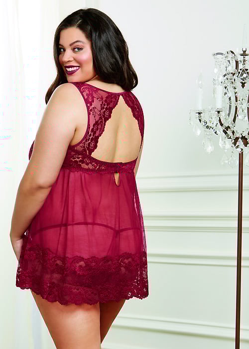 Dreamgirl Garnet Mesh Slip With Thong image