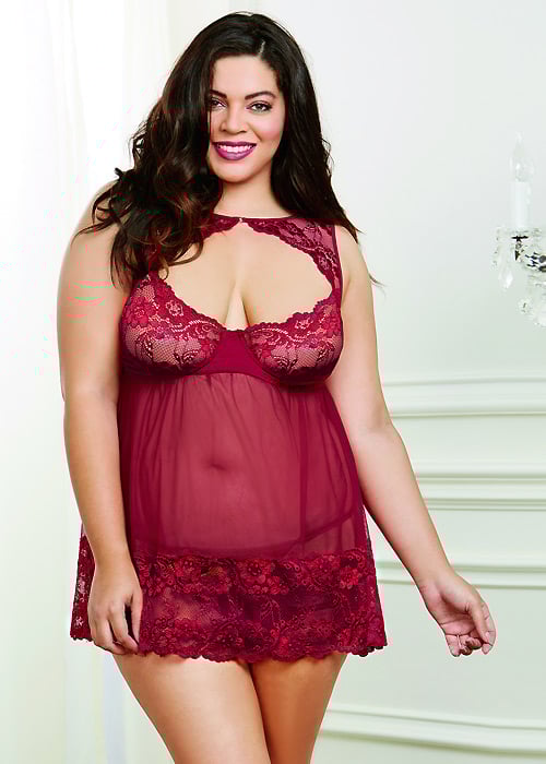 Dreamgirl Garnet Mesh Slip With Thong image