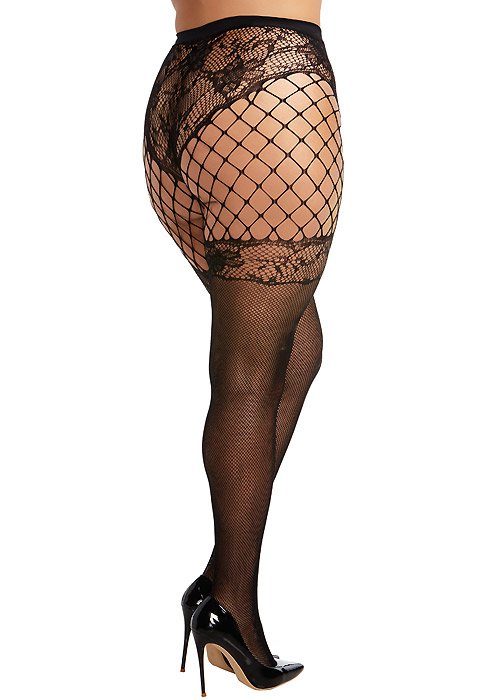 Dreamgirl Multi Pattern Fishnet And Lace Tights Queen Size SideZoom 2