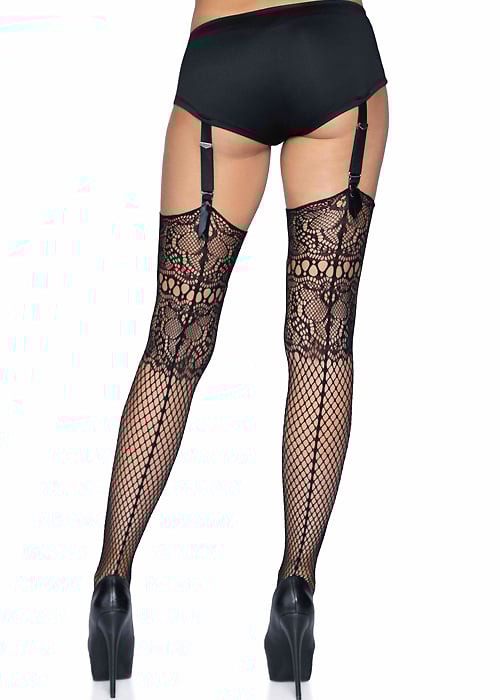 Leg Avenue Decorative Fishnet Backseam Stockings image