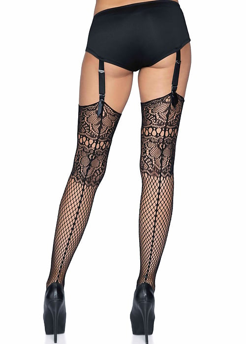 Leg Avenue Decorative Fishnet Backseam Stockings SideZoom 2