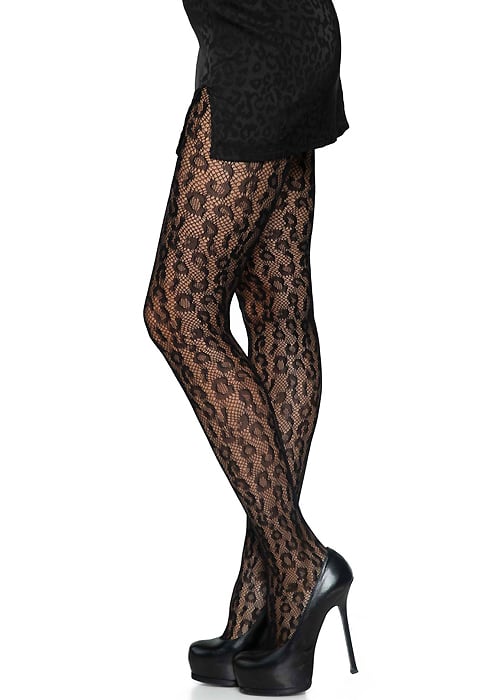 Leg Avenue Leopard Fishnet Tights SideZoom 3