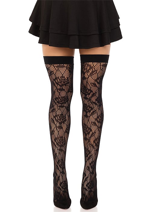 Leg Avenue Wild Rose Net Thigh Highs