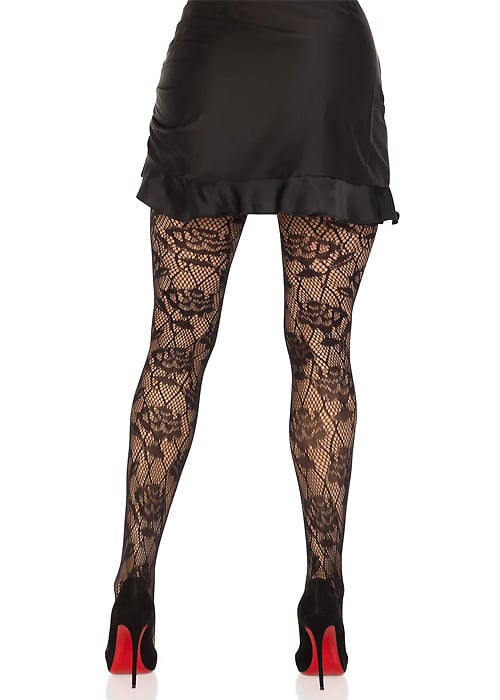 Leg Avenue Wild Rose Net Tights SideZoom 2