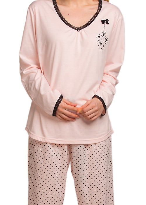 La Marquise Love Hearts Lace Trim Pyjama Set image