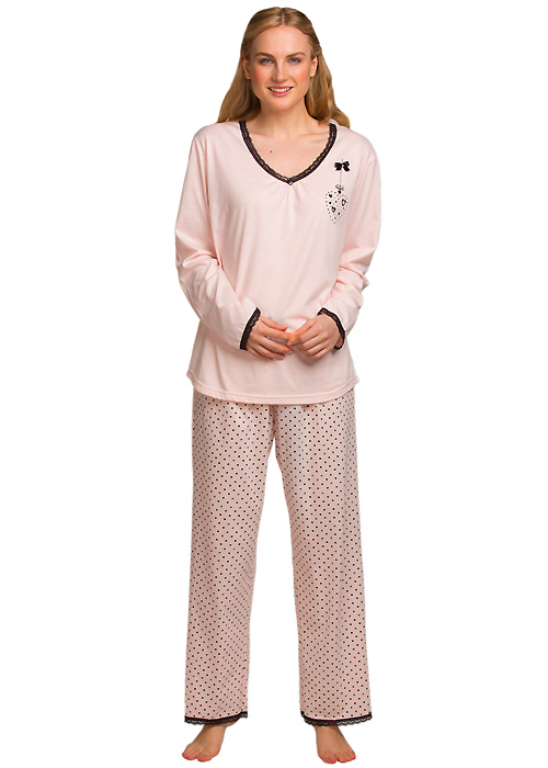 La Marquise Love Hearts Lace Trim Pyjama Set